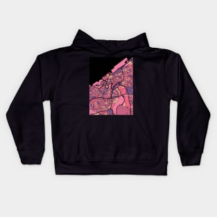 Cleveland Map Pattern in Purple & Pink Kids Hoodie